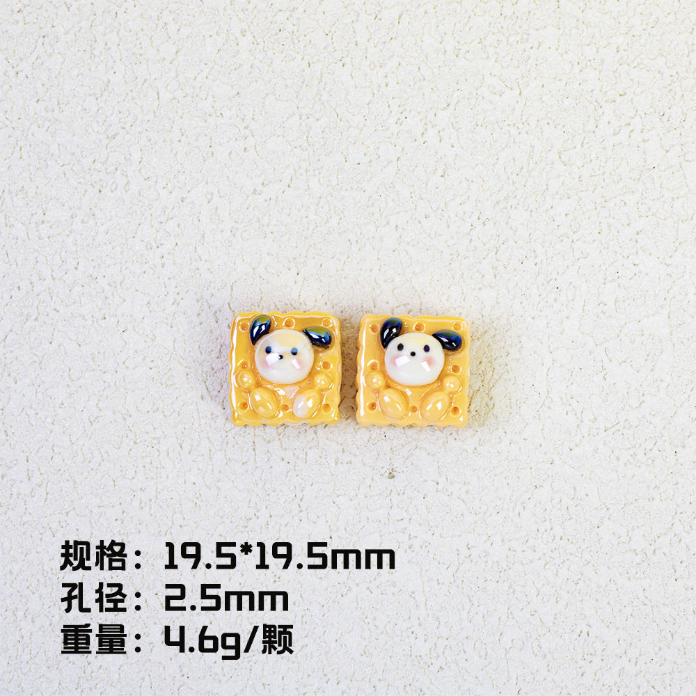 Cartoon Square Resin Beads 20mm Glossy Colorful 10pcs 9