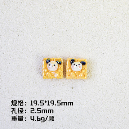 Cartoon Square Resin Beads 20mm Glossy Colorful 10pcs 9