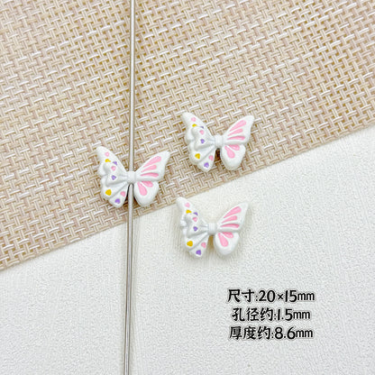 Flower Butterfly Metal Beads 16-20mm Baking Painted Glossy Finish 10pcs 13