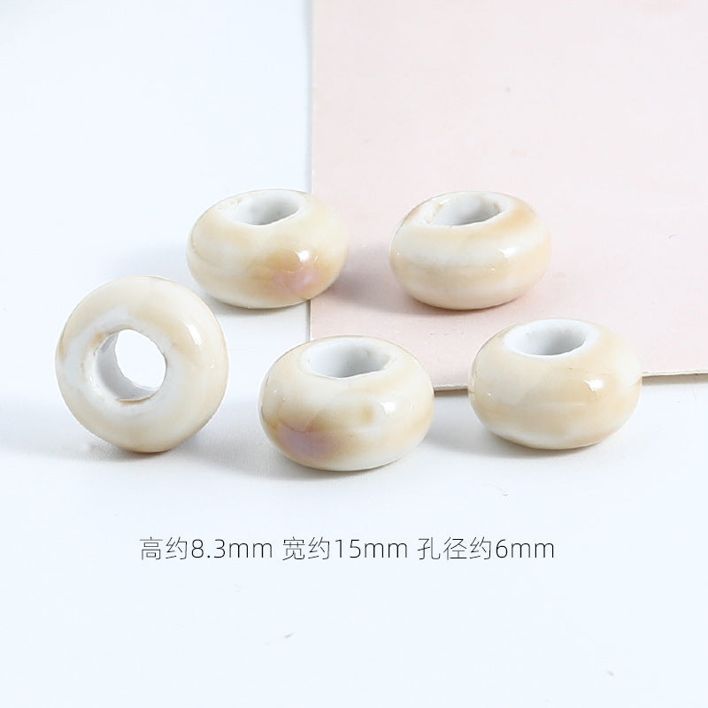 Ceramic Spacer Beads 15mm Fambe Glaze Large Hole 20pcs 20