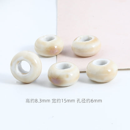 Ceramic Spacer Beads 15mm Fambe Glaze Large Hole 20pcs 20