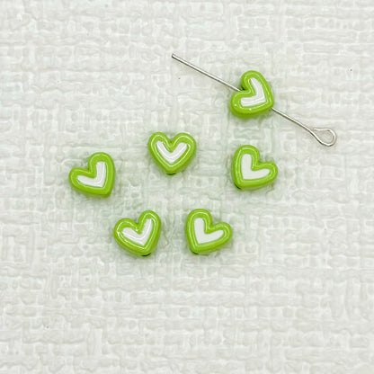 Heart Metal Beads 8mm Two-Tone Enamel Baked Finish 20pcs 10