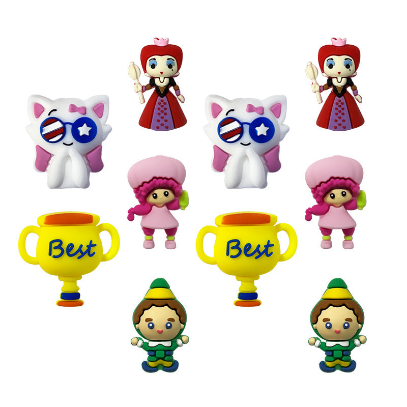 Silicone 3D Focal Beads Strawberry Girl Trophy Best Queen Wearing Crown 20pcs 4