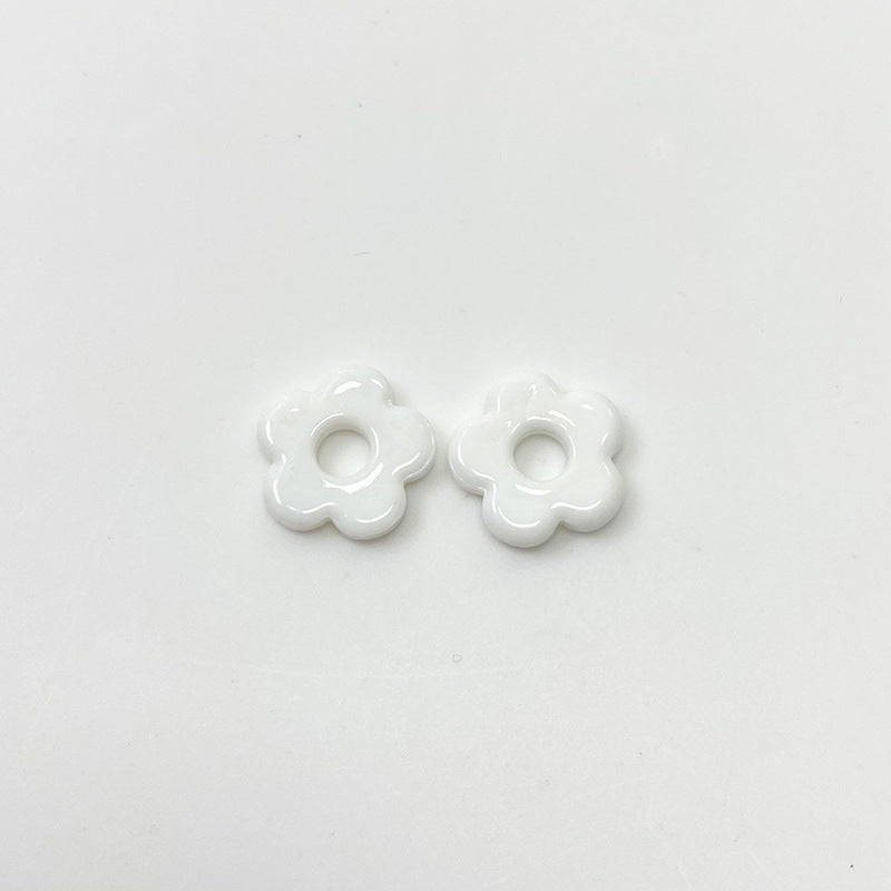 Lampwork Glass Beads Five Petal Flower 15mm Solid Color 10pcs 2