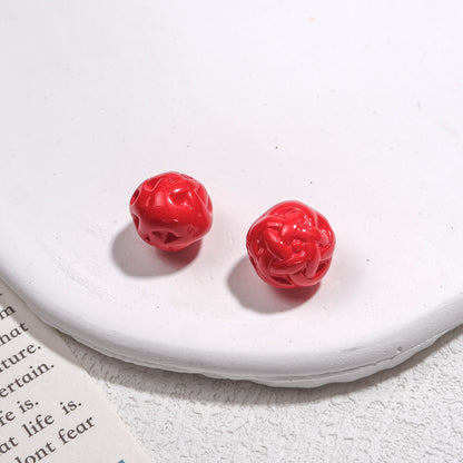 Painted Round Acrylic Beads 11mm Baked Glossy 50pcs 15