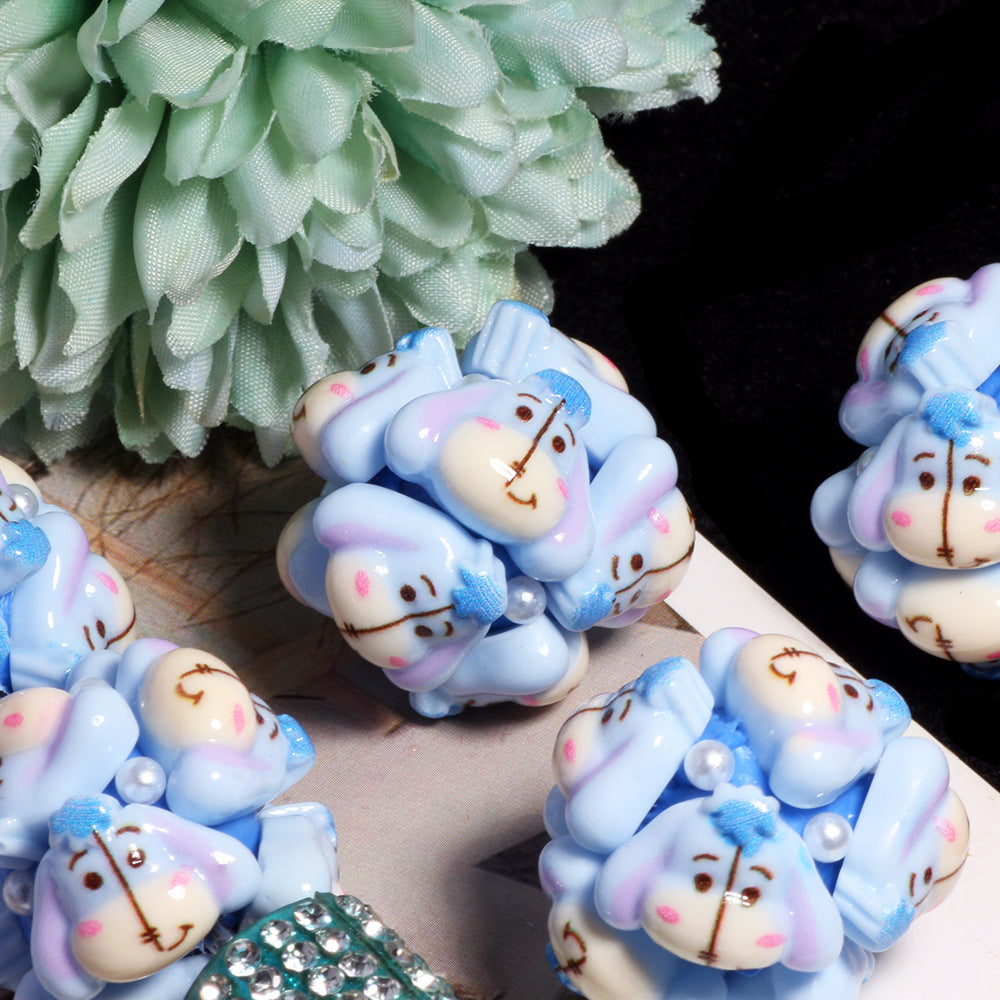 Embellished Bubblegum Beads 20mm Winnie & Friends Pastel Pearl 5pcs 8