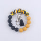 Tassel Leopard Print Silicone Bead Wristlet Keychain Soft Matte 14