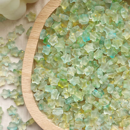Frosted Pentagonal Star Glass Beads 8mm Soft Glow with Gold Flecks 30pcs 11