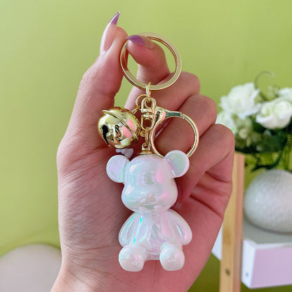 Candy Bear Keychain Metal Electroplated Glossy Finish with Gold Bell 10