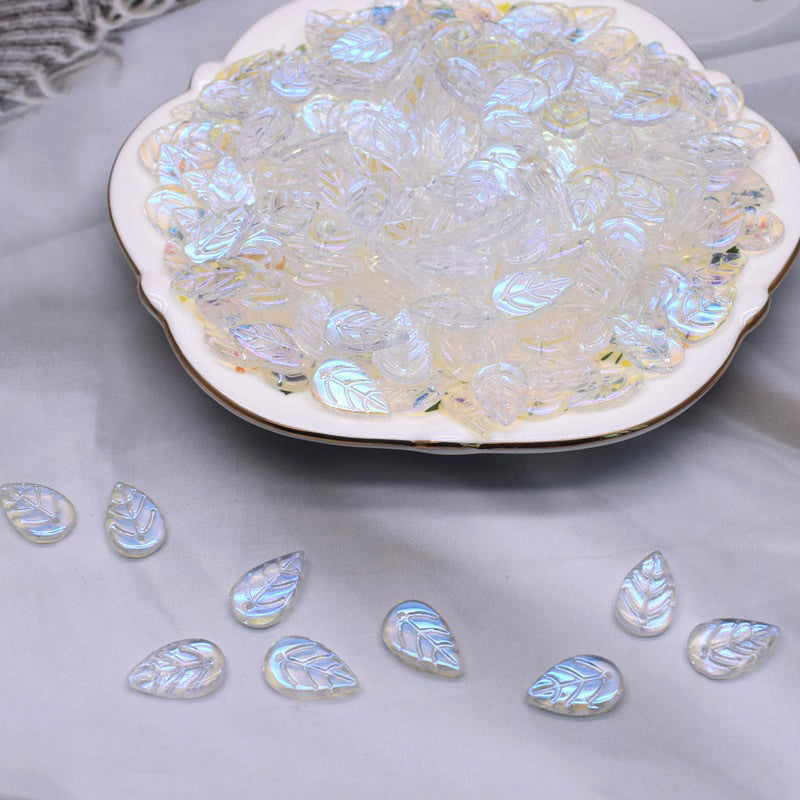 Vintage Czech Glass Leaf Glass Beads 11x18mm 100pcs 9