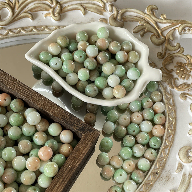 Crackle Round Glass Beads 10mm Imitation Jade Pastel Colors 40pcs 9