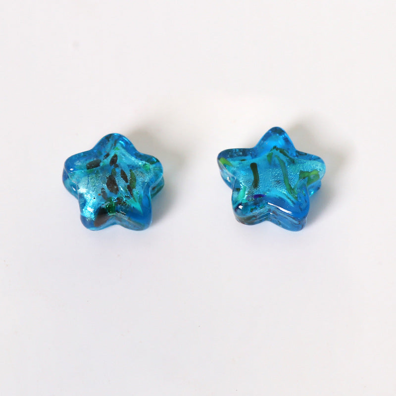 Lampwork Glass Beads Star 15mm Vintage Foil Filled 50pcs 10