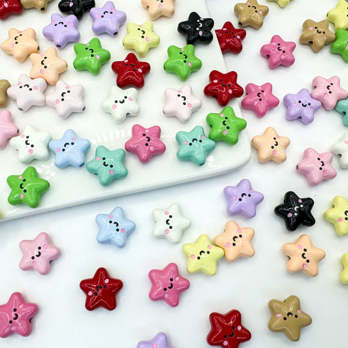 Star Metal Beads 13mm Glossy Painted Smiley Face 10pcs 4