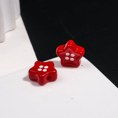 Painted Star Acrylic Beads 13mm Glossy Colorful Button 50pcs 14