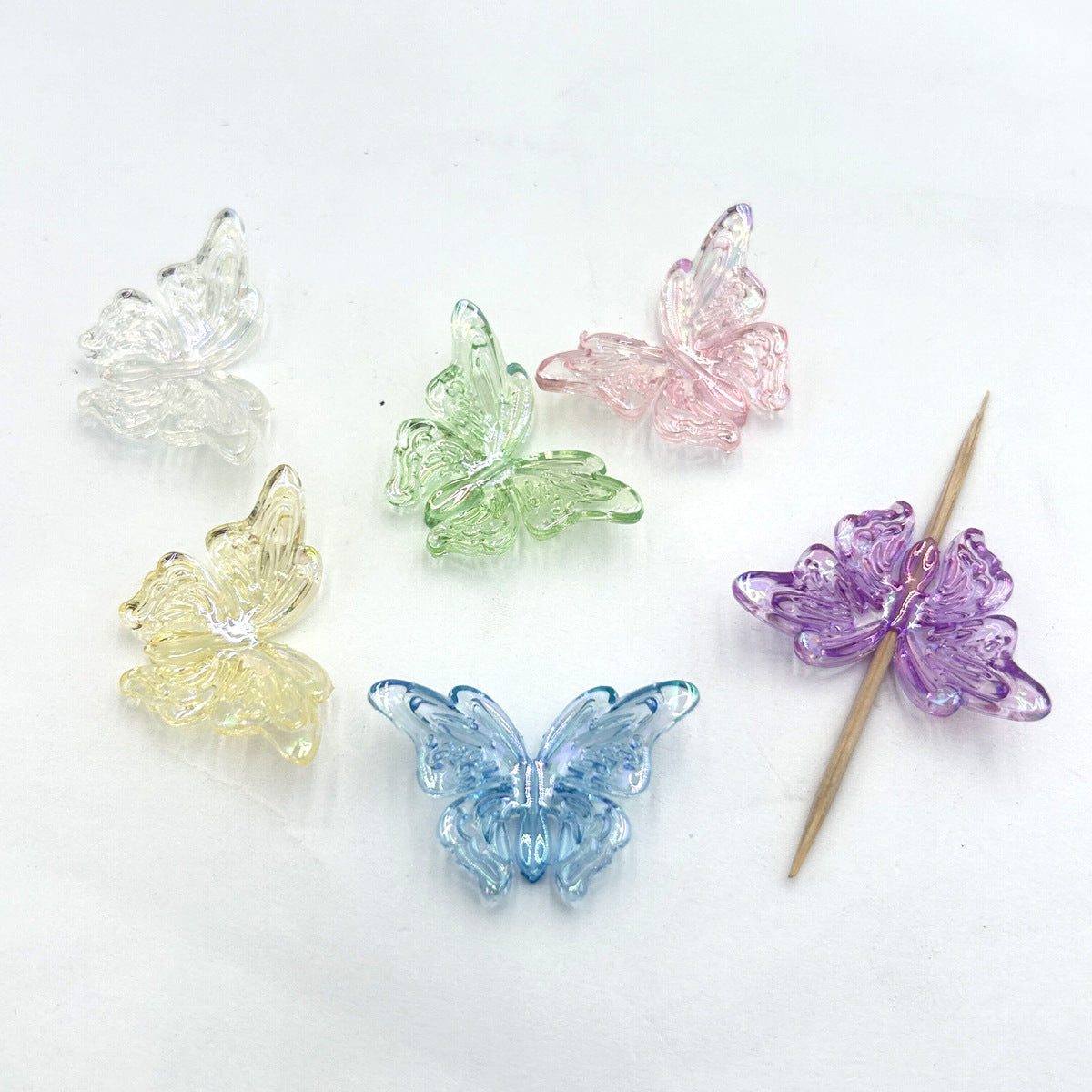 Transparent Butterfly Acrylic Beads 22x33mm Vertical Hole 1pc