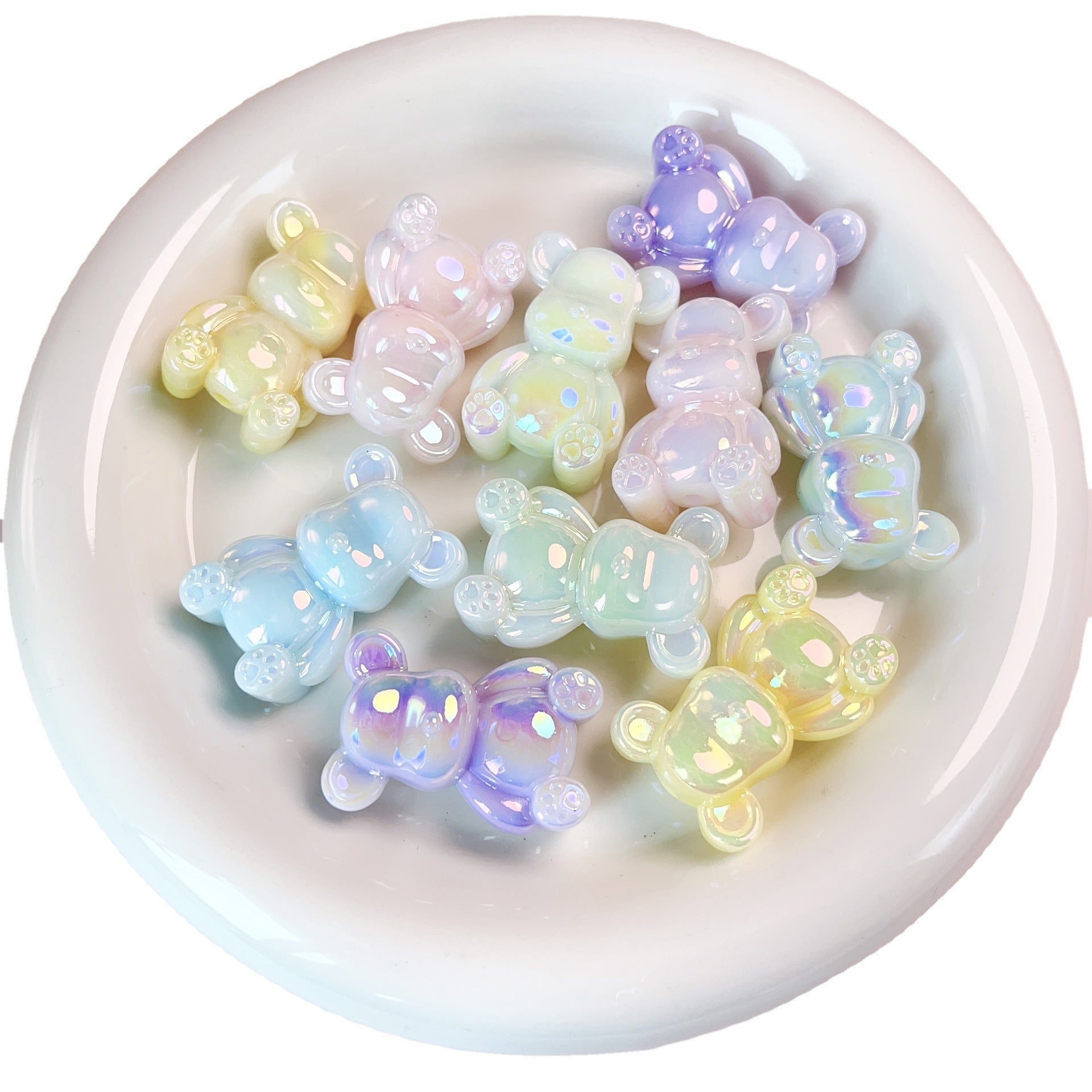 Glow In The Dark Plating Bear Acrylic Beads 24-34mm Two-Color 5pcs 5