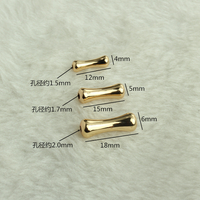 Brass Bone-Shaped Metal Beads Playful Polished Gold Tube 50pcs 2