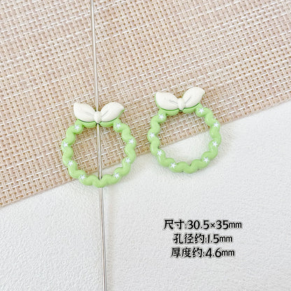 Bow and Star Metal Beads 34mm Painted Pastel Colors 5pcs 16