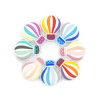Silicone Focal Beads Hot Air Balloon Rainbow Stripes Scalloped Basket 20pcs