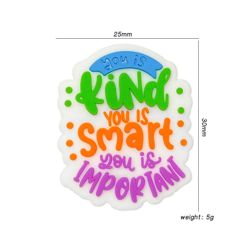 Silicone Focal Beads English Affirmation Cloud Shape 20pcs 3