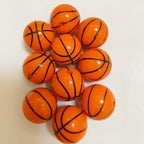 Printed Bubblegum Beads 20mm Basketball Pattern Orange 10pcs 3