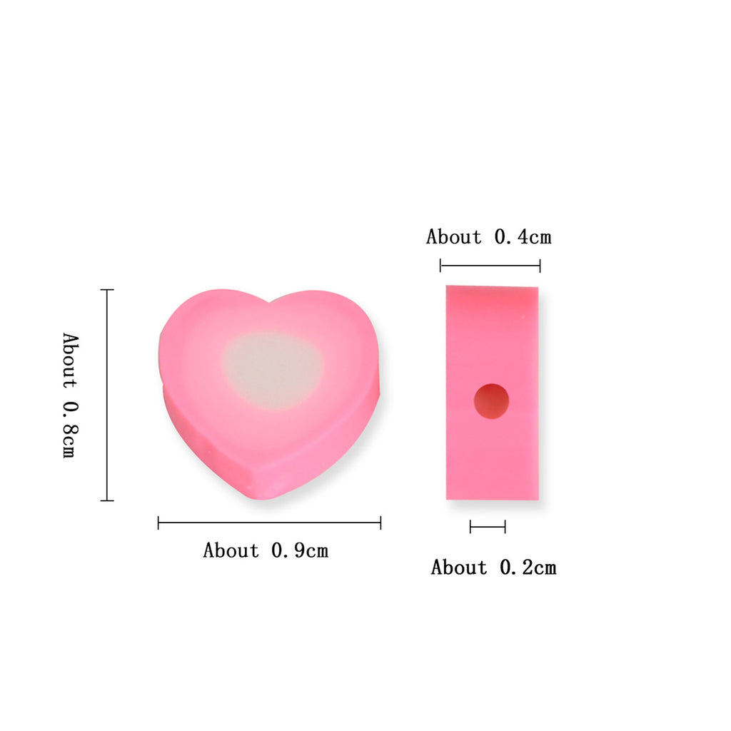 Heart Clay Beads 9mm Gradient Pink White Polymer 100pcs 2