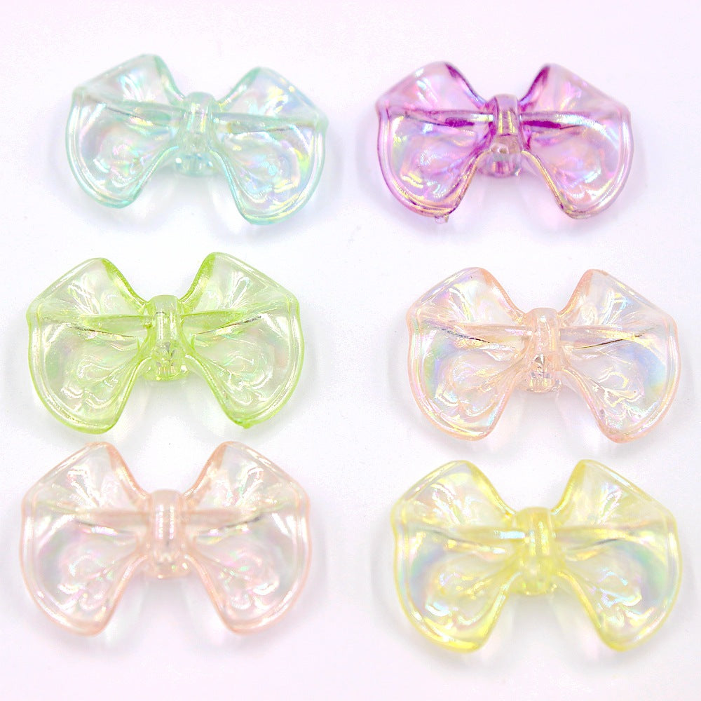 Transparent Puff Bow Acrylic Beads 14mm 25mm and 23mm 31mm Iridescent 20pcs 4