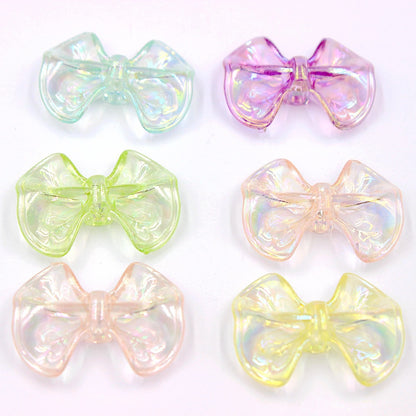 Transparent Puff Bow Acrylic Beads 14mm 25mm and 23mm 31mm Iridescent 20pcs 4