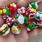 Hand Painted Round Acrylic Beads 16mm Christmas Theme 100pcs 4