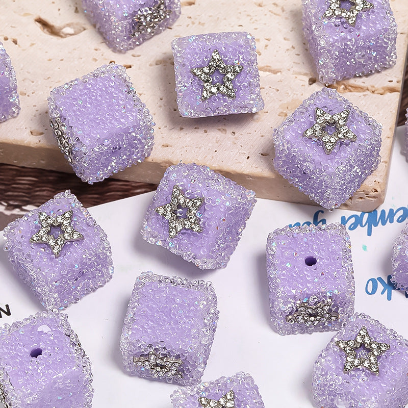 Butterfly Pentagram Cube Rhinestone Beads 22mm Vibrant Metal Embellished 5pcs 13