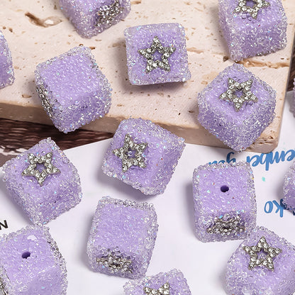 Butterfly Pentagram Cube Rhinestone Beads 22mm Vibrant Metal Embellished 5pcs 13