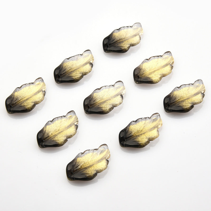 Czech Glass Beads Feather Leaf 17x28mm Gradual Color Change 20pcs 10