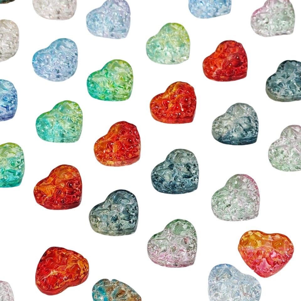 Transparent Bow Pattern Heart Glass Beads 14x16x7mm 25pcs 3