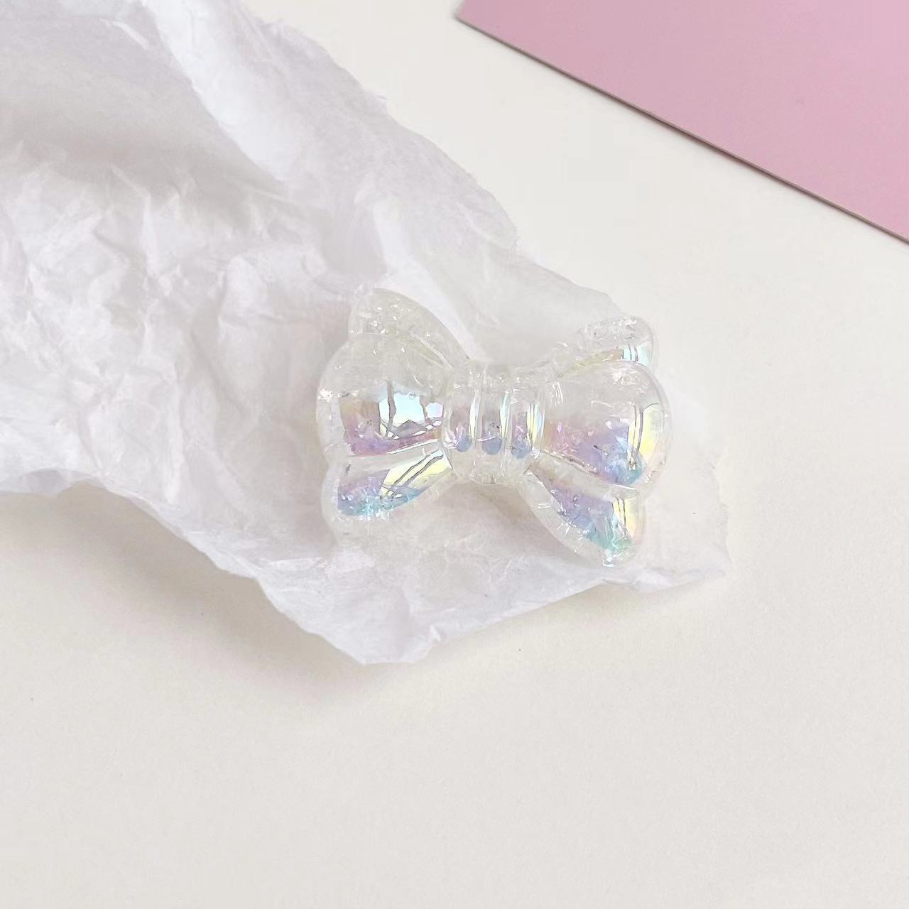 UV Plating Gradient Crackle Bow Acrylic Beads 32mm 50pcs 8