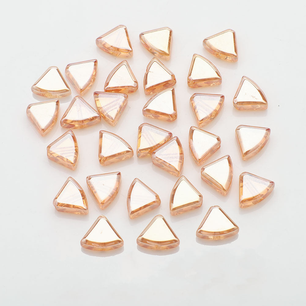 Electroplated Fan-Shaped Glass Beads 10mm Iridescent Pastel 30pcs 11
