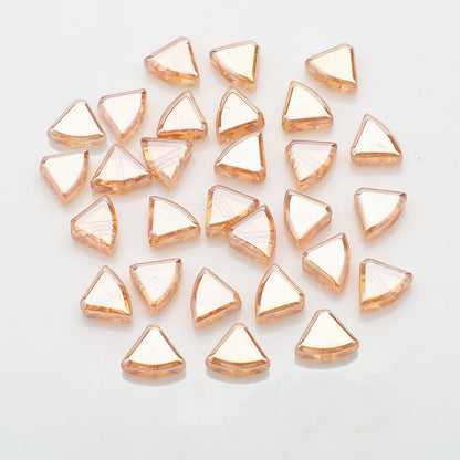 Electroplated Fan-Shaped Glass Beads 10mm Iridescent Pastel 30pcs 11