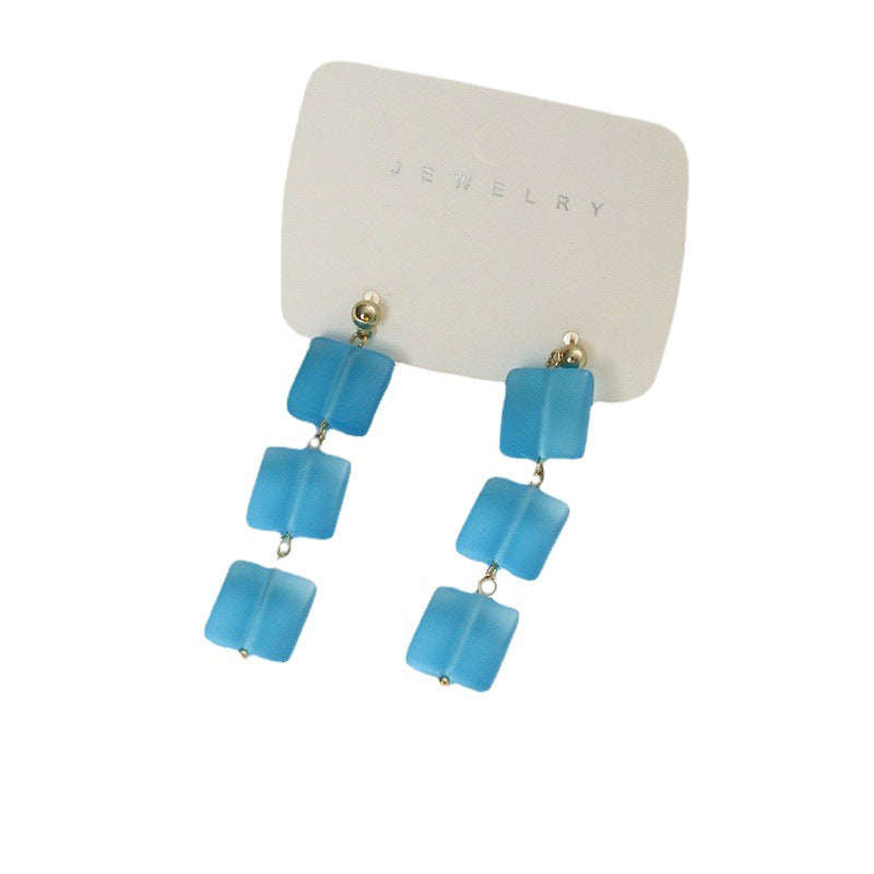 Frosted Square Glass Beads 12mm White Blue Green 10pcs 5