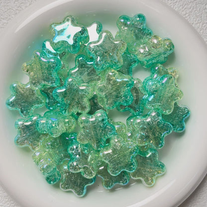 Dual Color Gradient Crackle Rounded Star Acrylic Beads 23mm 10pcs 6