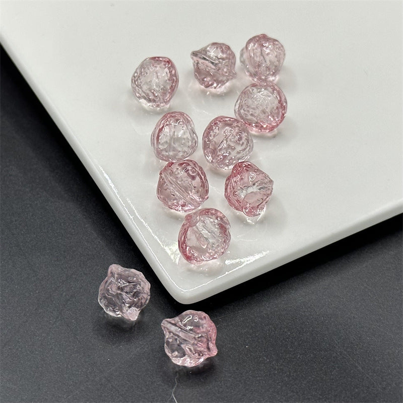 Small Walnut Shape Transparent Glass Beads 12mm Translucent Blue 100pcs 6