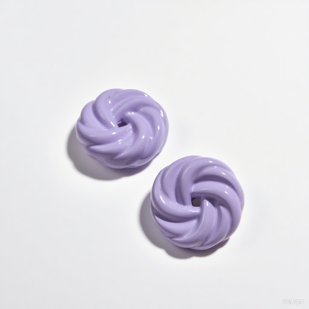 Painted Cookie Acrylic Beads 20x17x9mm Solid Color Glossy Swirl 30pcs 4