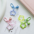Acrylic Hollow Pentagram Star Keychain with Glossy Bell Charm 4