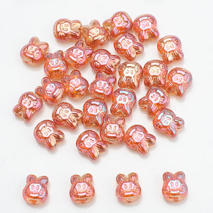 Plating Bunny Head Glass Beads 12mm Iridescent 30pcs 8