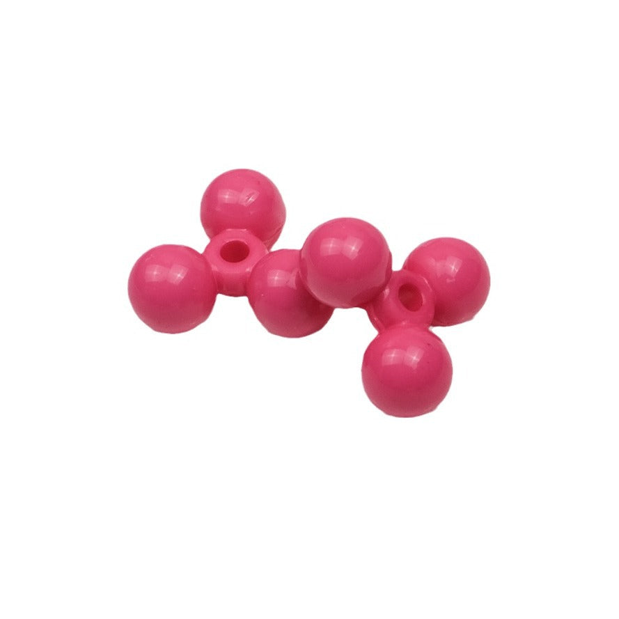 Acrylic Three-Spherical Spacer Beads 13mm Solid Color Baking Painted 500pcs 3