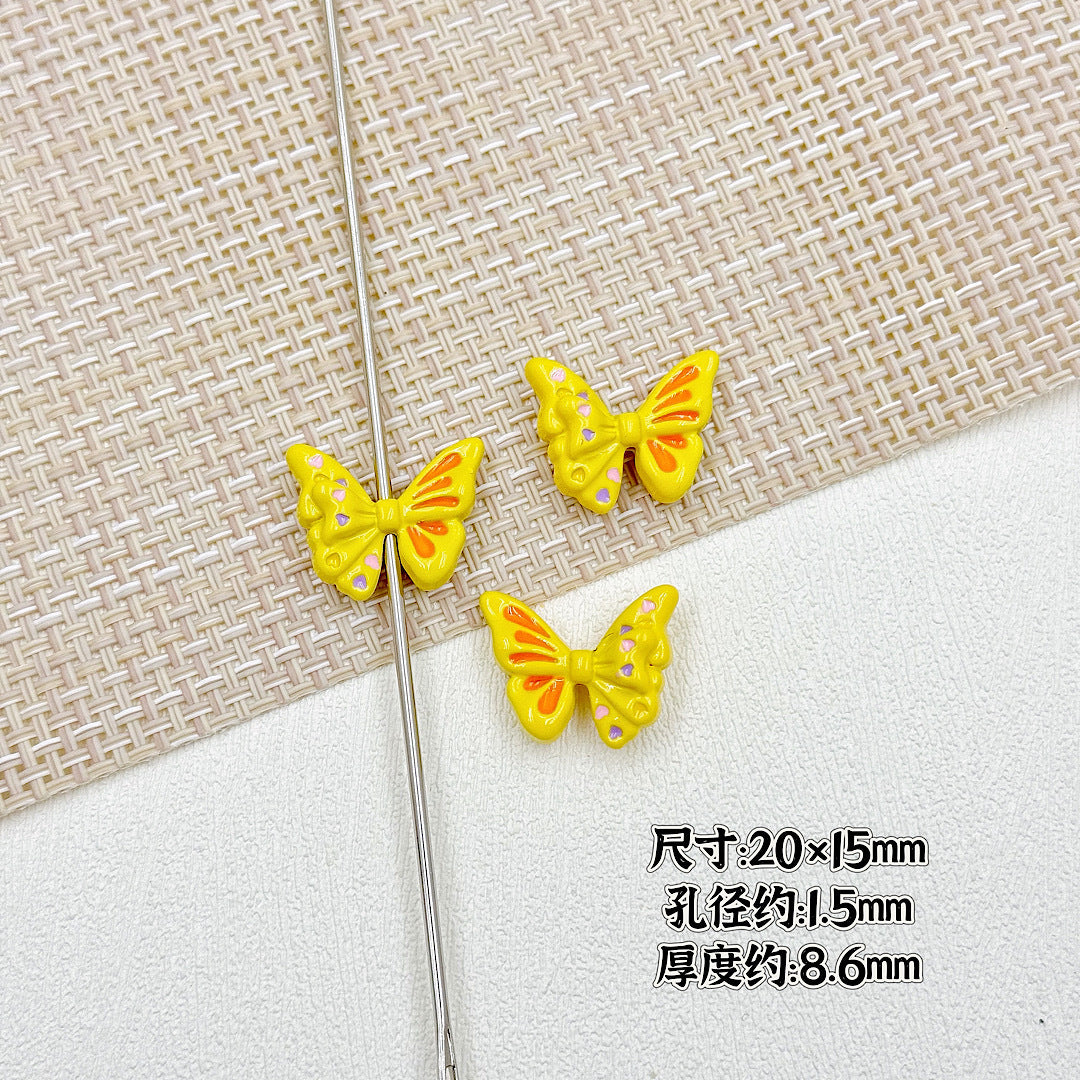 Flower Butterfly Metal Beads 16-20mm Baking Painted Glossy Finish 10pcs 18