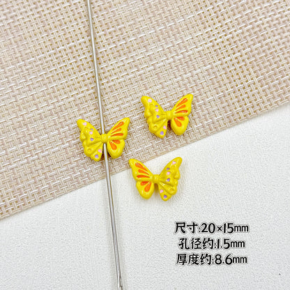 Flower Butterfly Metal Beads 16-20mm Baking Painted Glossy Finish 10pcs 18