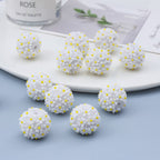 Embellished Flower Clay Beads 20mm Five-petal Pastel Rainbow 10pcs 6