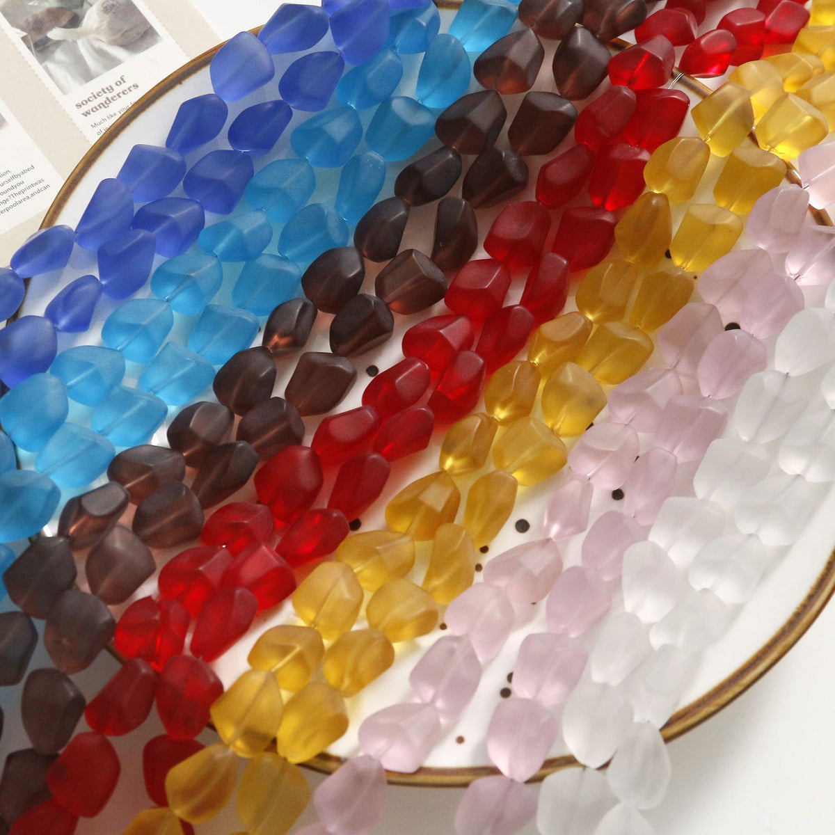 Frosted Glass Beads Organic Shape Translucent Colors 12x15mm 10pcs 2