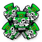 Silicone Focal Beads Lucky Grass Pirates Skull with Leprechaun Hat 20pcs 3