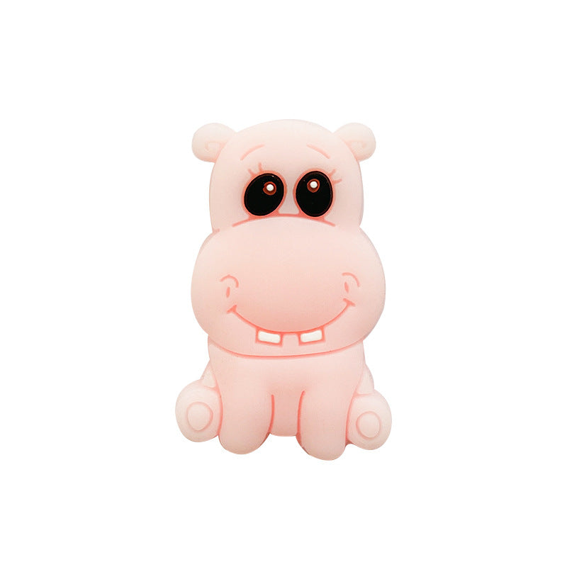 Silicone Focal Beads Hippo Friendly Face Pastel Colors 20pcs 2