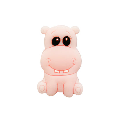 Silicone Focal Beads Hippo Friendly Face Pastel Colors 20pcs 2